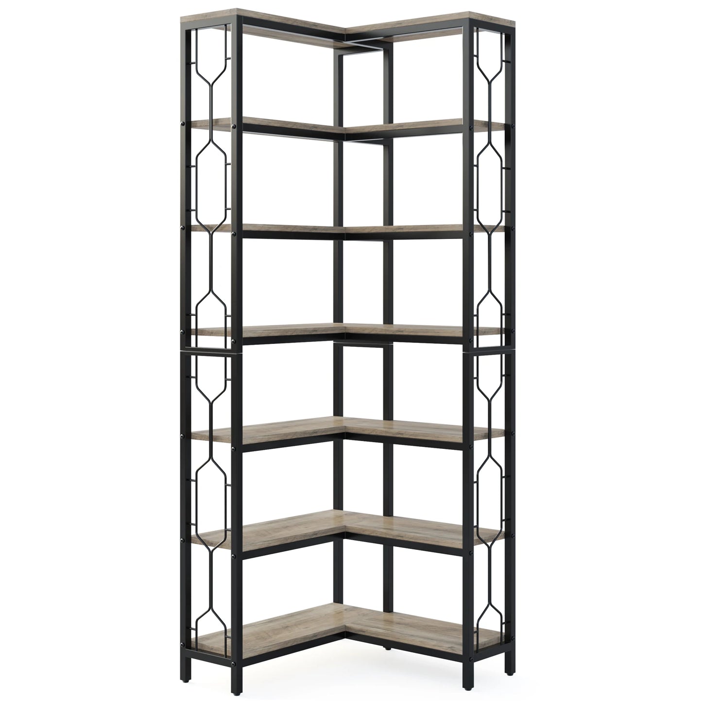 7-Shelf Metal Frame Corner Bookshelf