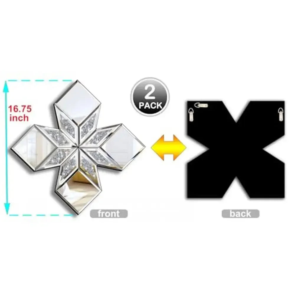 16.75x16.75" Diamond Shape Crushed Glass Mirrors