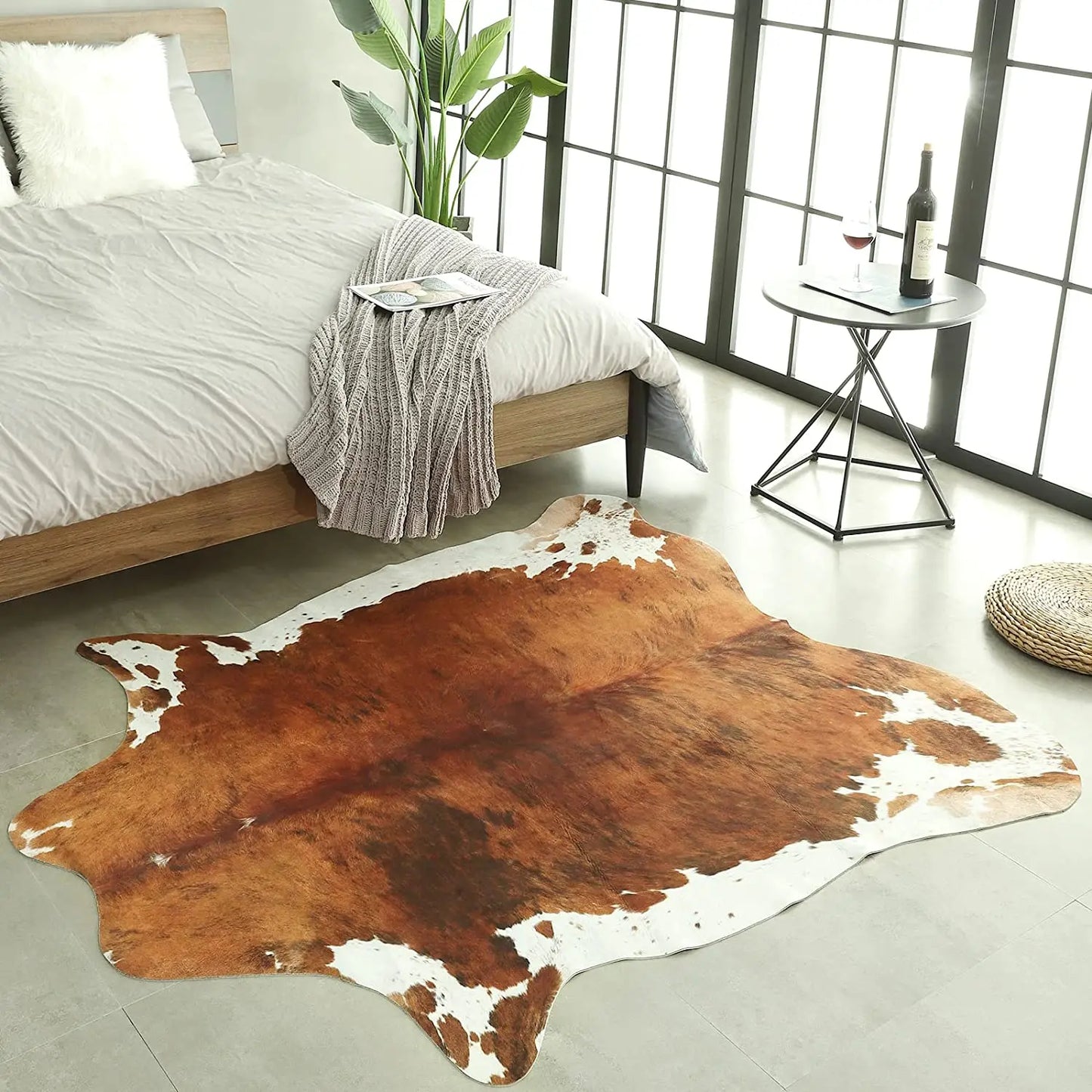 Animal Print faux fur cowhide rug