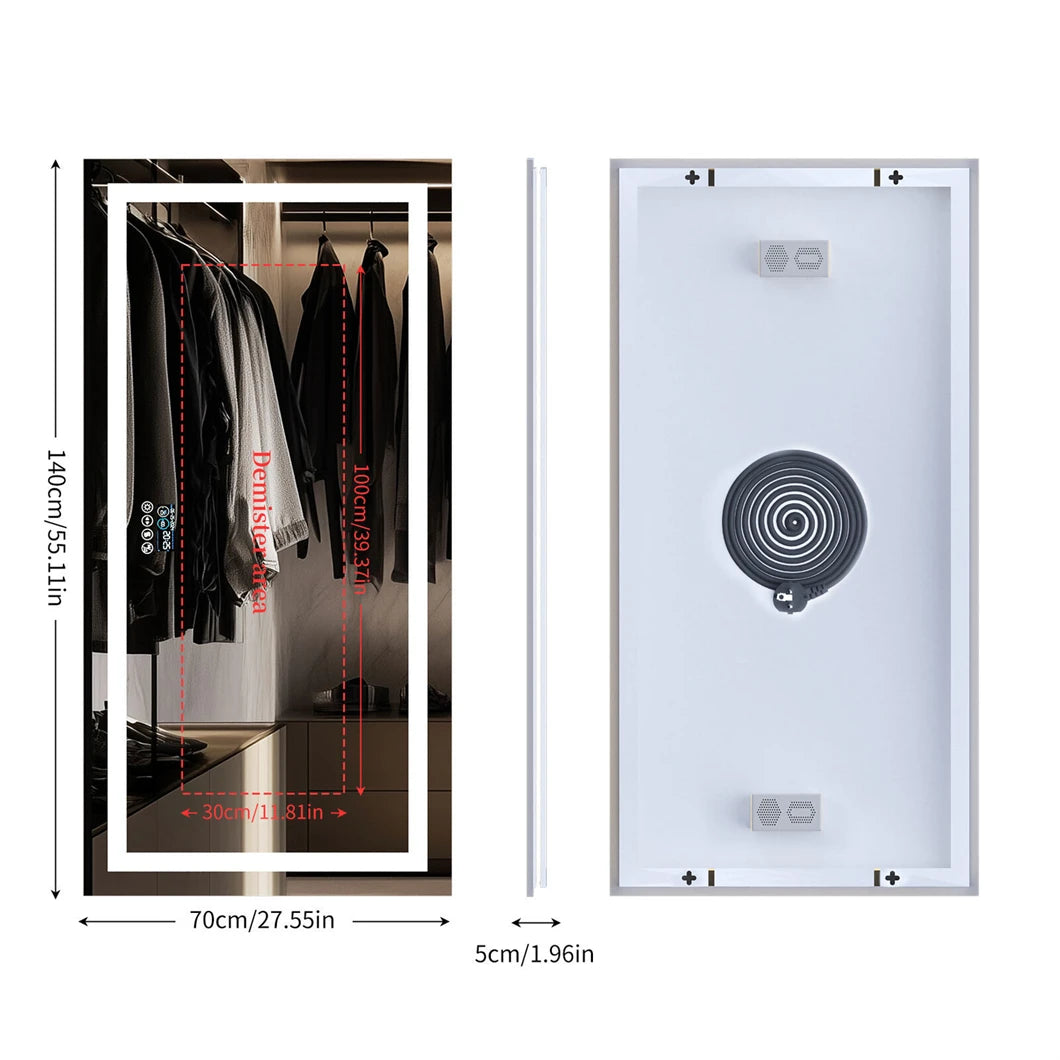 Wall Mounted Bathroom Mirror Bluetooth, Smart LED