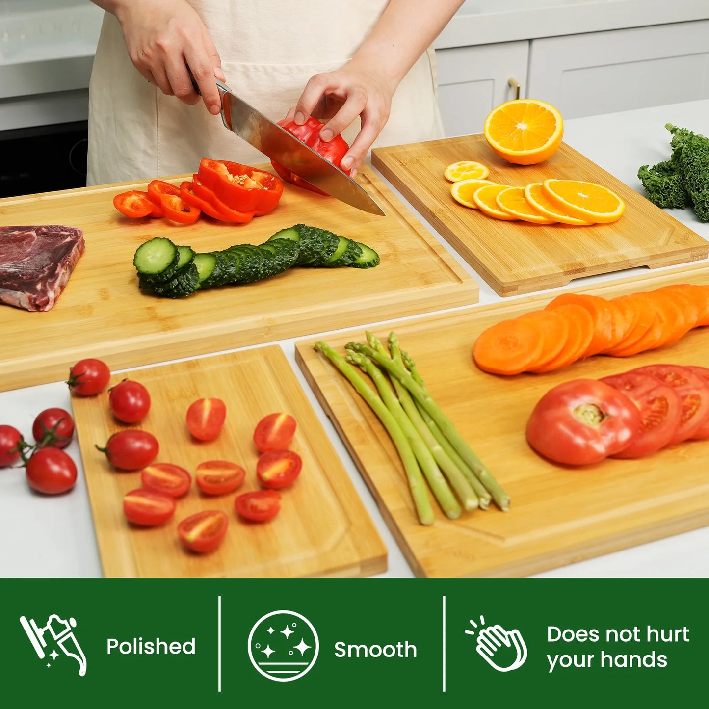 4-Piece Bamboo Cutting Board Set
