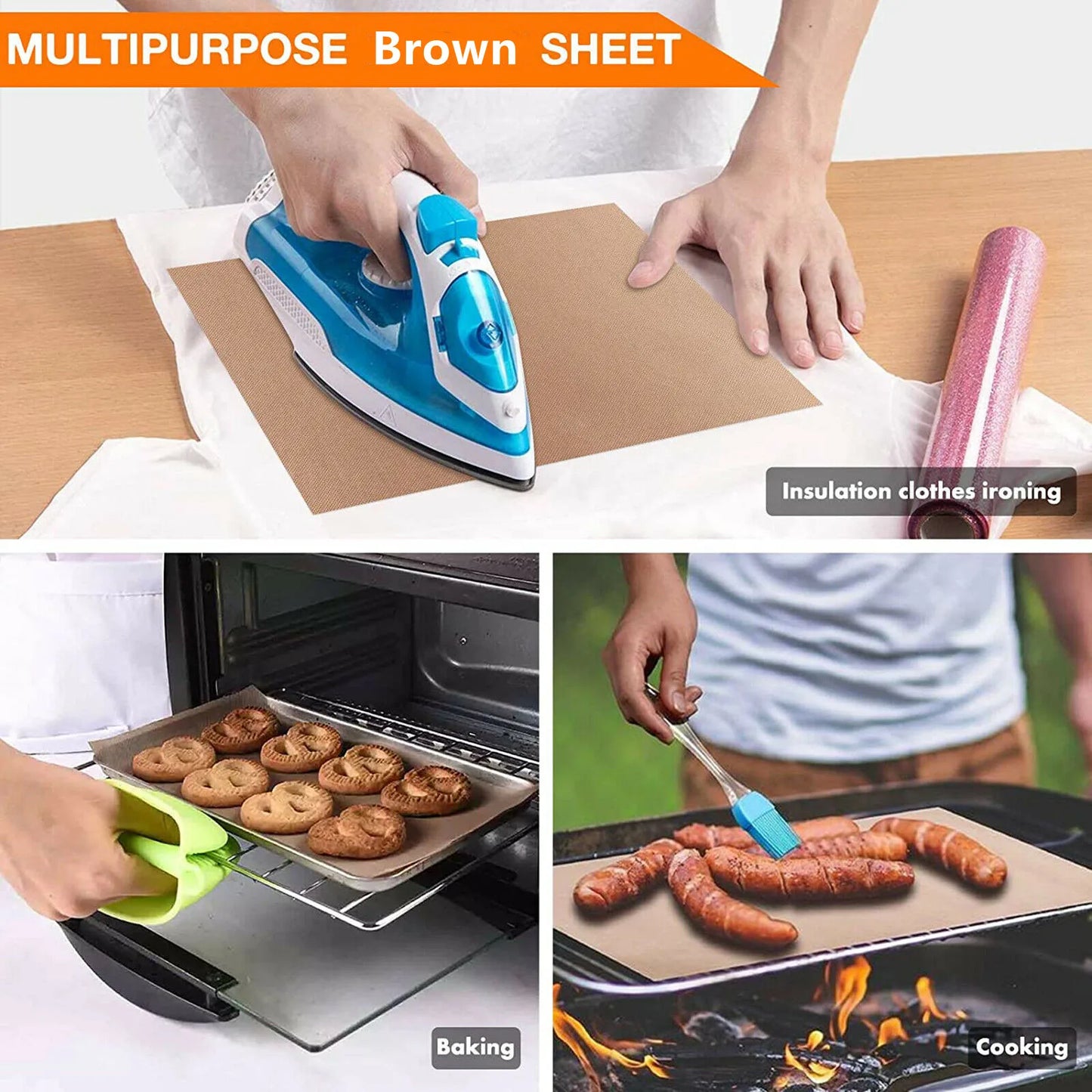 3pcs Reusable Heat Resistant Baking Sheet