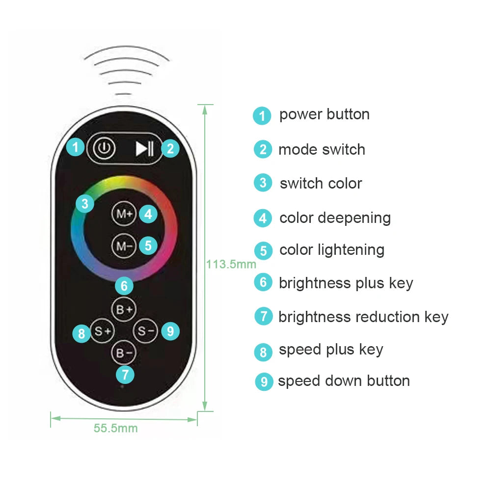 Remote Control LED Waterfall Shower Head