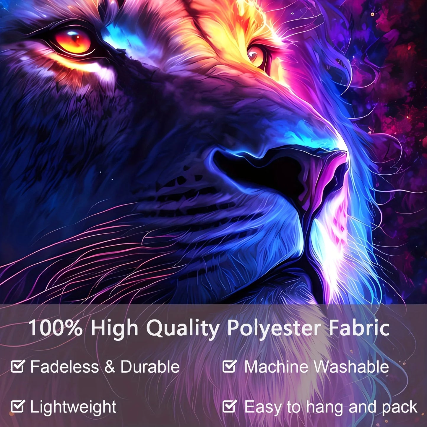 1pc Black Light Lion Tapestry
