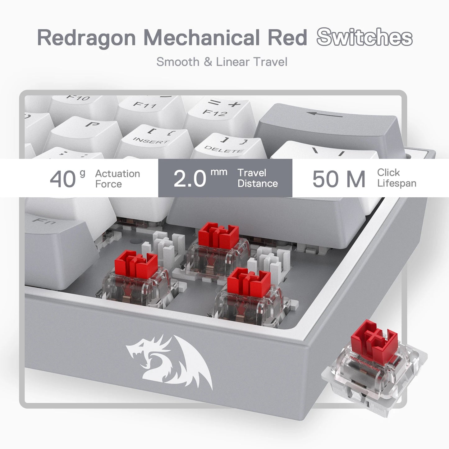 Redragon 61 Keys Hot-Swap Compact Mechanical Keyboard