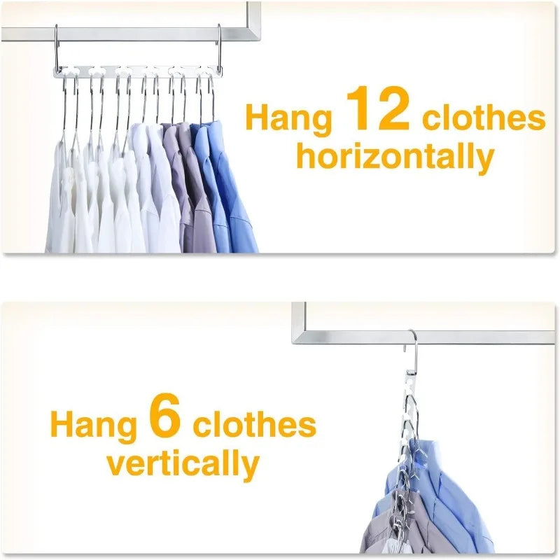 Space Saving Hangers for Clothes 20 Pack, Heavy Duty Hanger Organizer | 30 Lbs Capacity |, Metal Magic Hanger