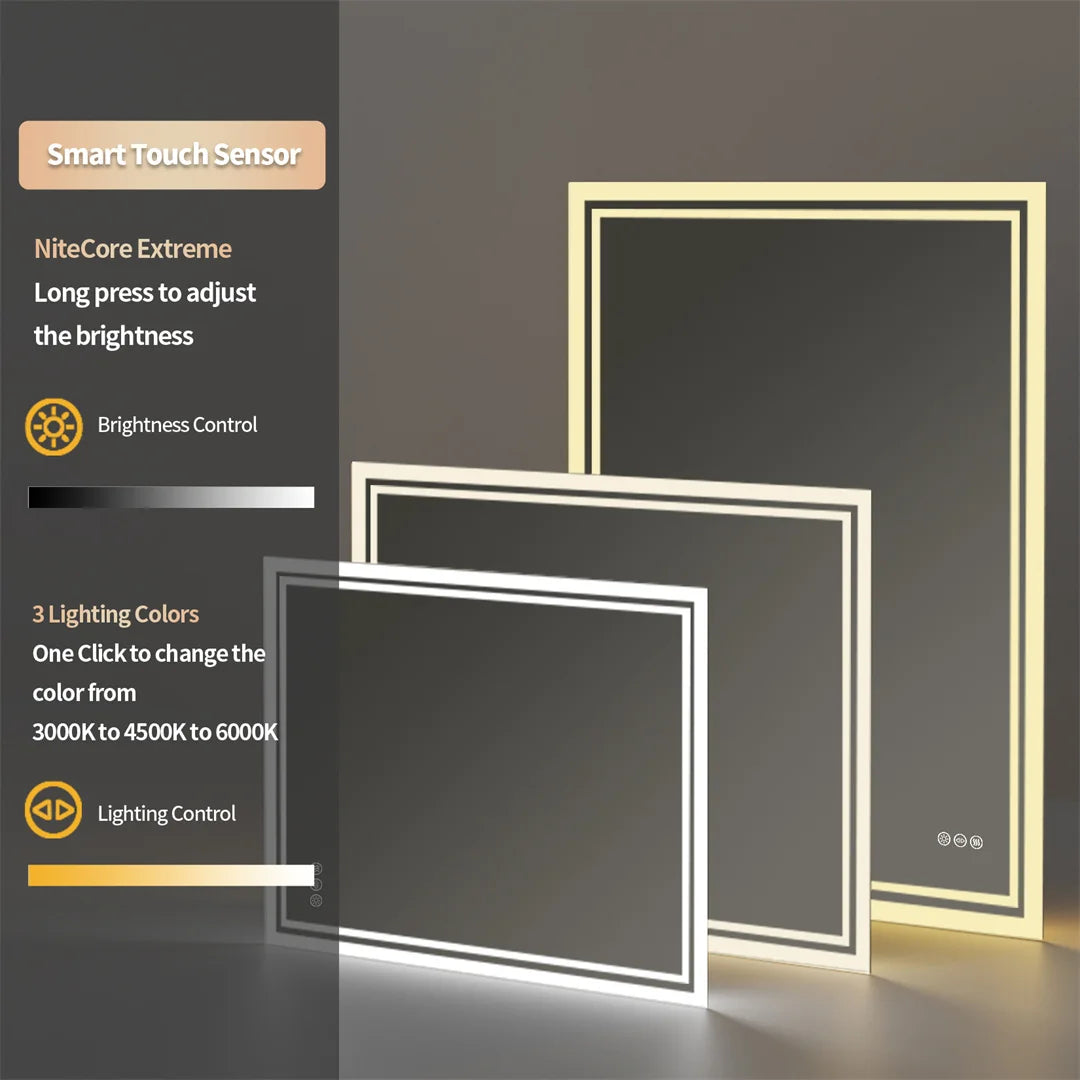 Frameless Dimmable Defog LED Backlight Mirror