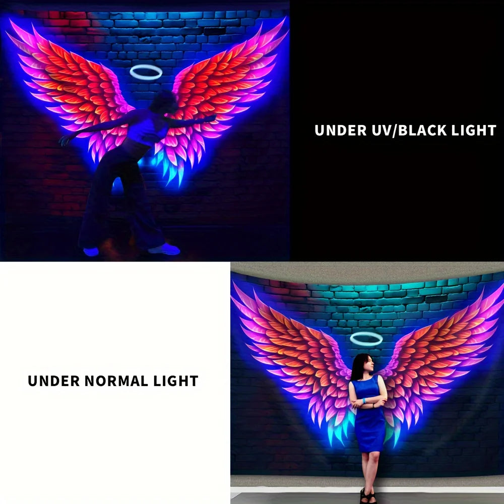 Large Angel Wings UV Blacklight Backdrop
