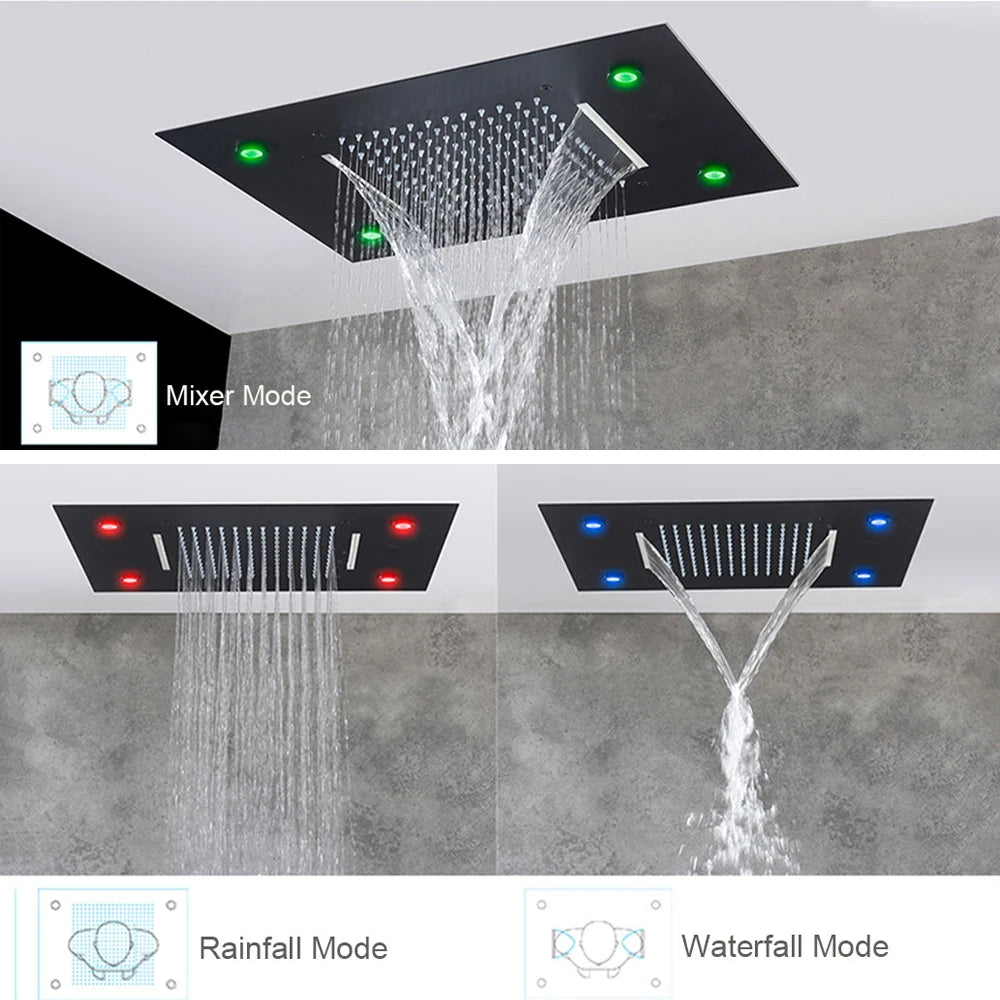 Remote Control LED Waterfall Shower Head