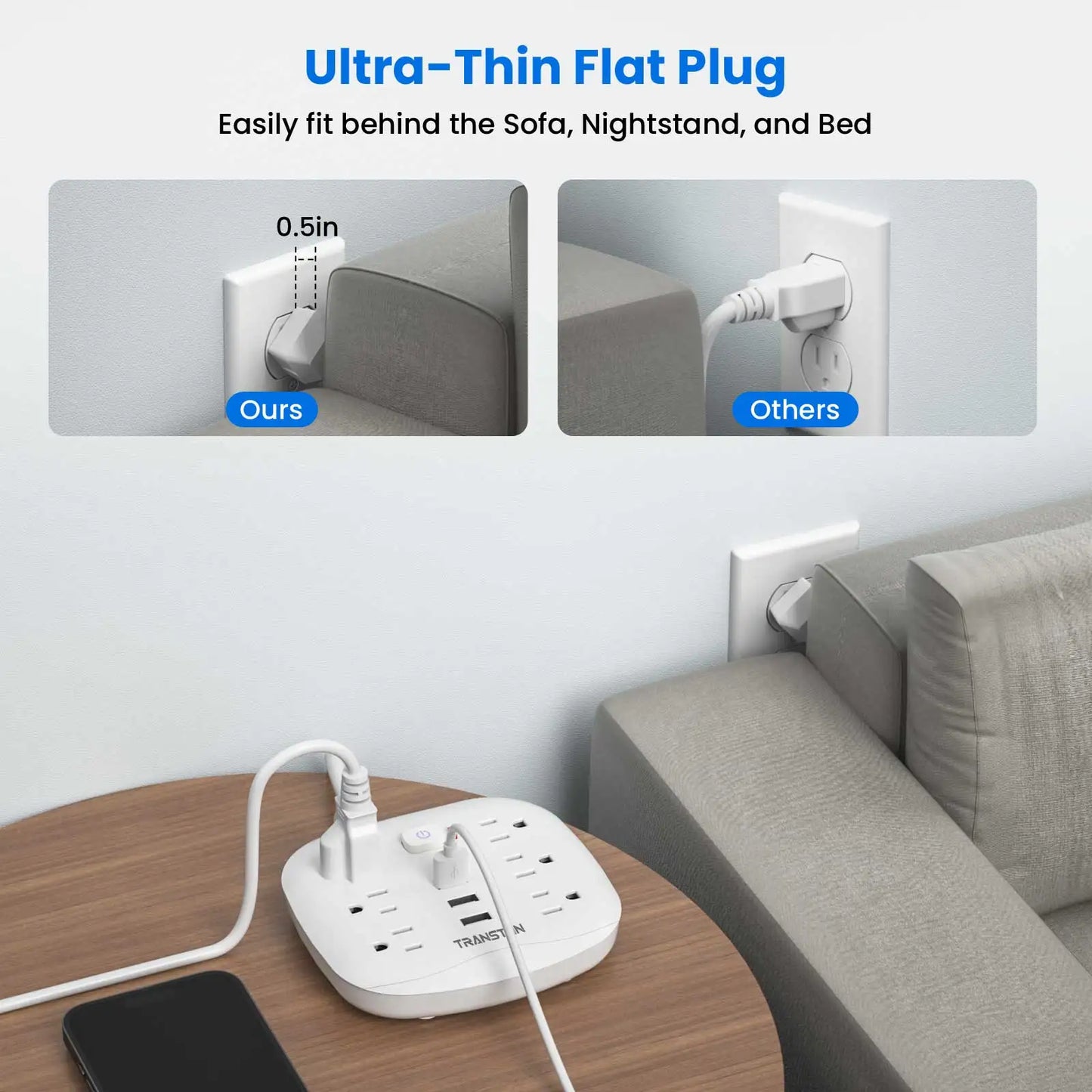 Surge Protector Power Outlet with USB Ports