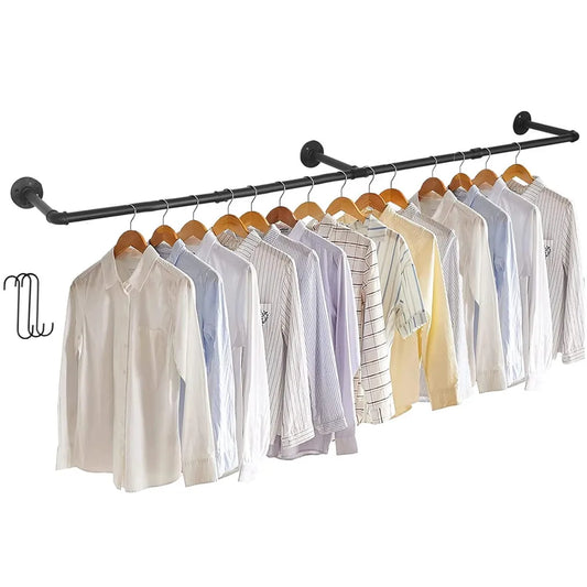 Wall Mounted Pipe Clothes Hanging Rack, Detachable