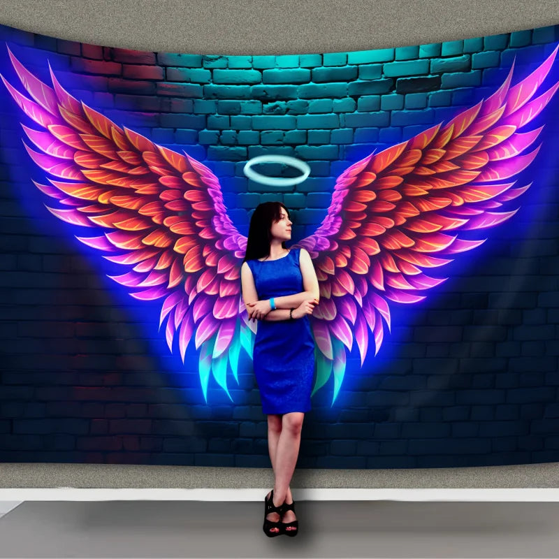 Large Angel Wings UV Blacklight Backdrop