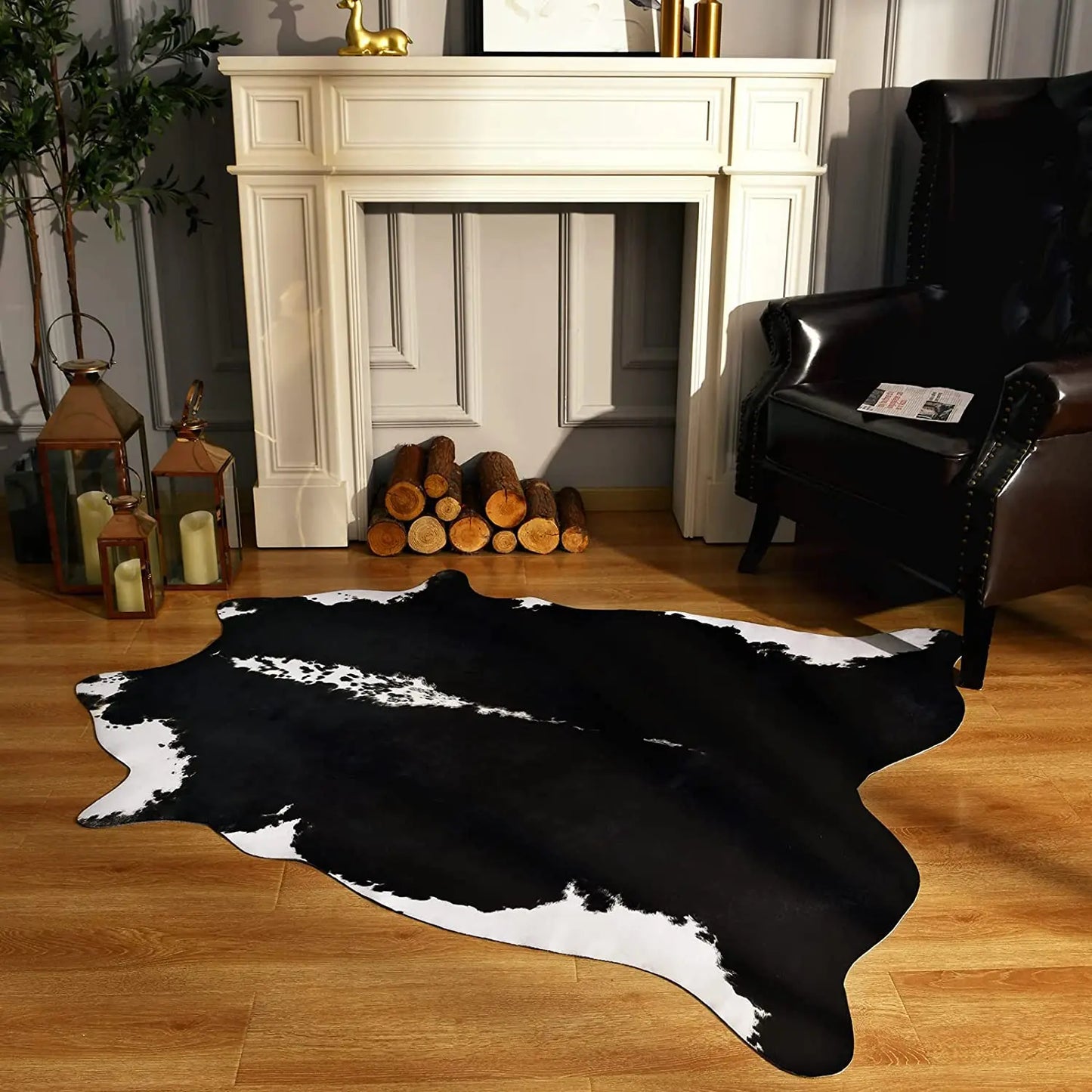 Animal Print faux fur cowhide rug