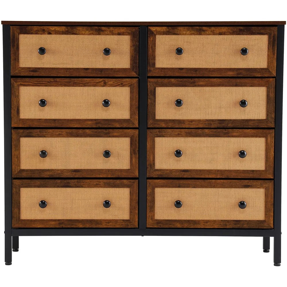 8 Drawer, Rattan Woven Dresser