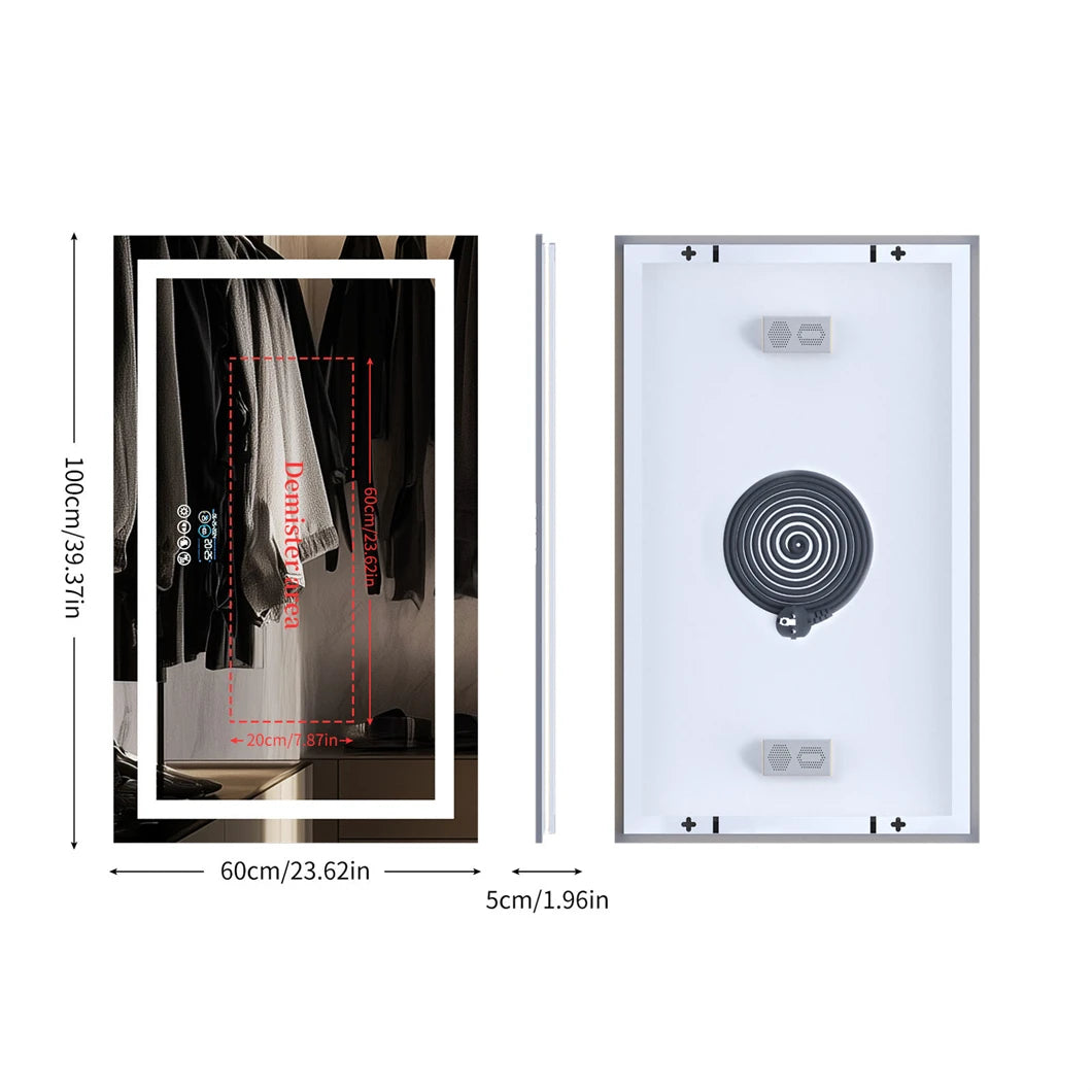 Wall Mounted Bathroom Mirror Bluetooth, Smart LED