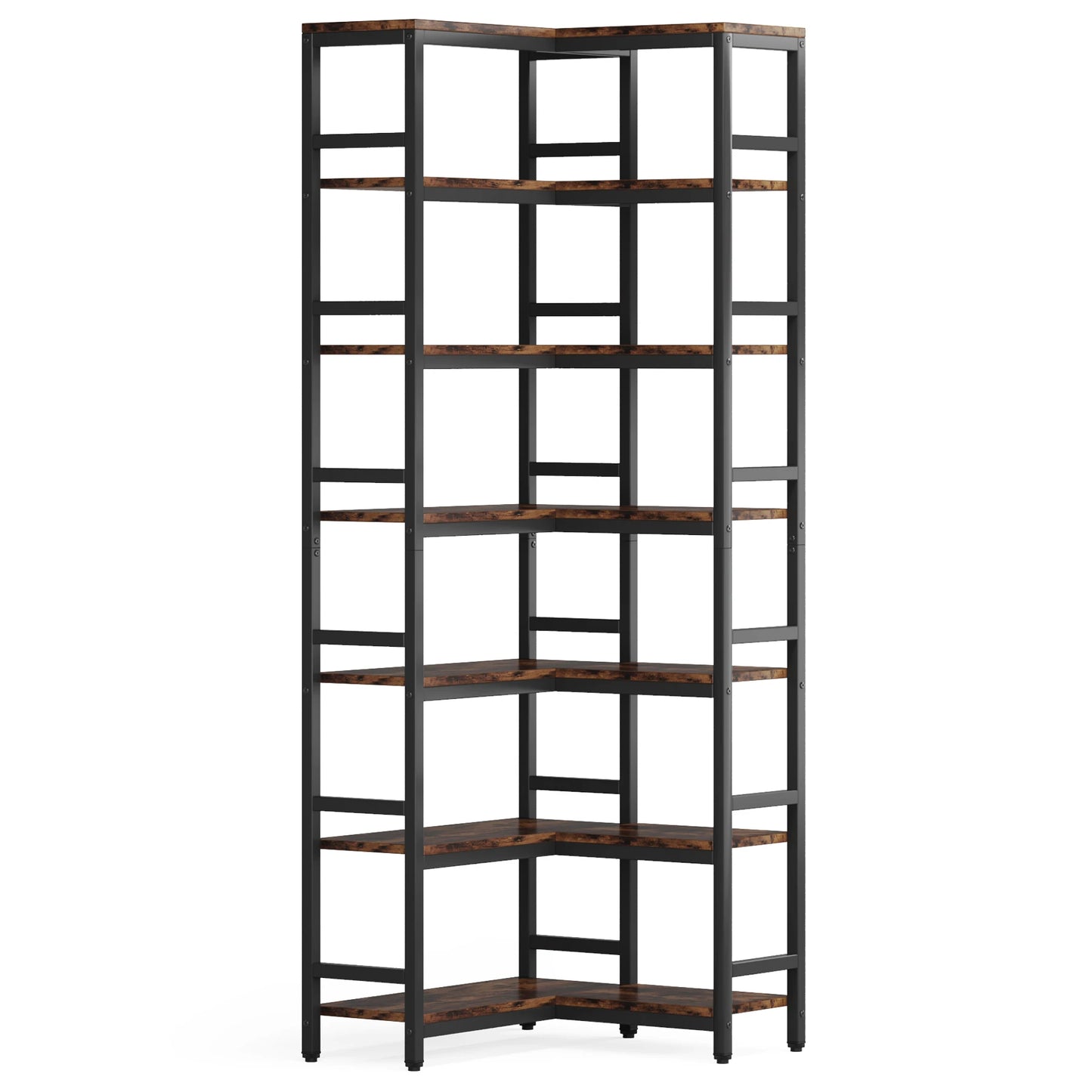 7-Shelf Metal Frame Corner Bookshelf