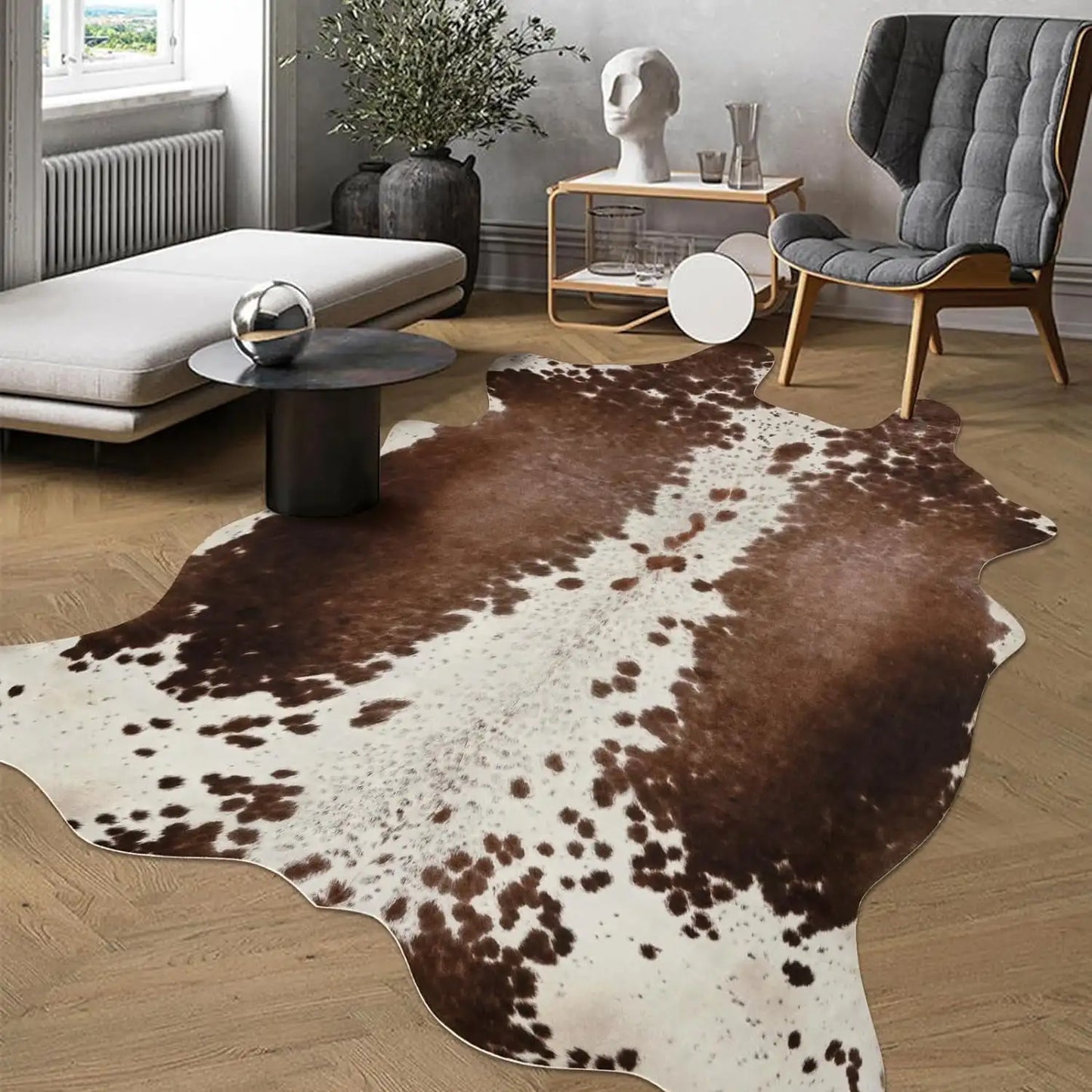 Animal Print faux fur cowhide rug