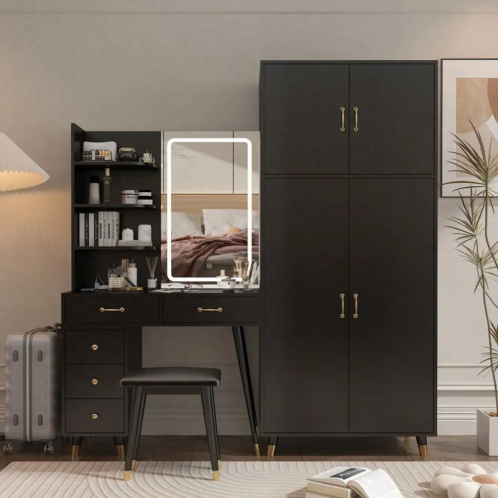 Large Vanity Table With Armoires Wardrobe Set