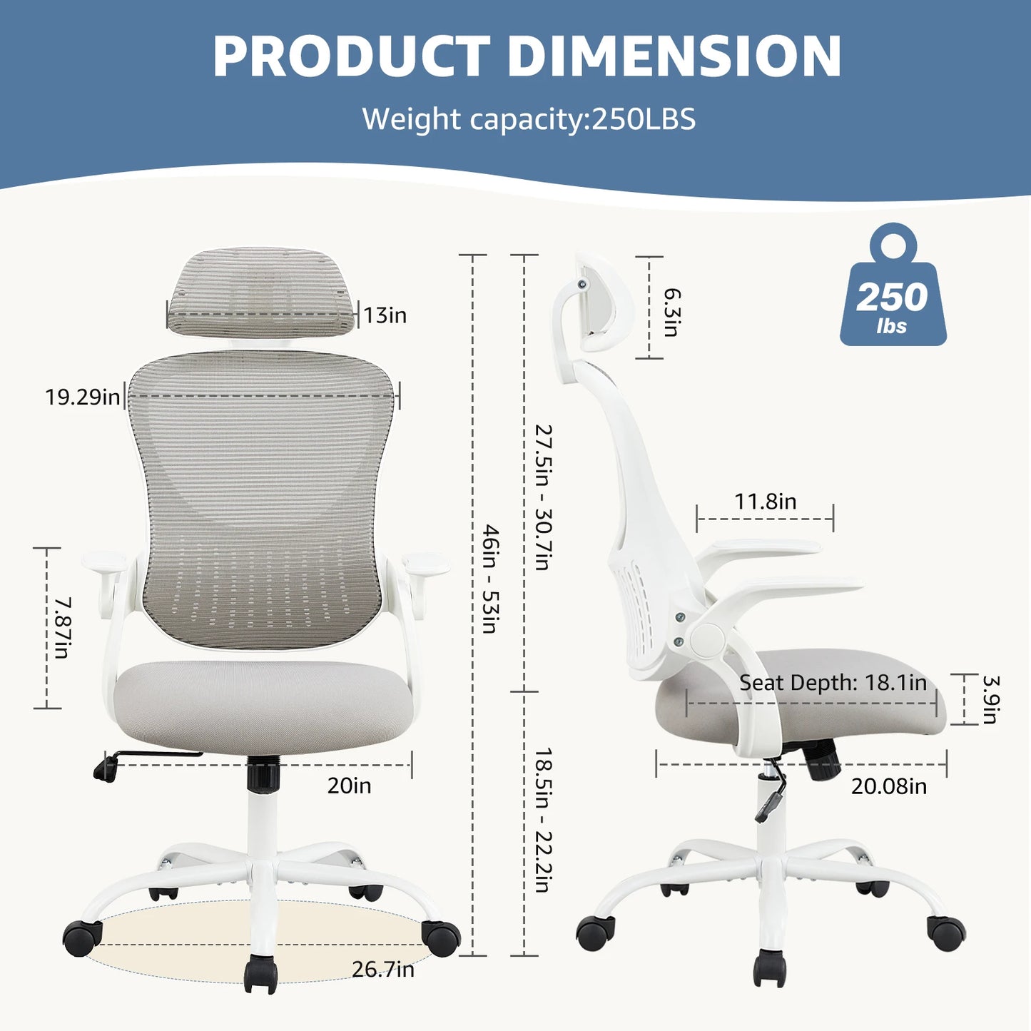 Mesh Ergonomic Computer Chair, Lumbar Support