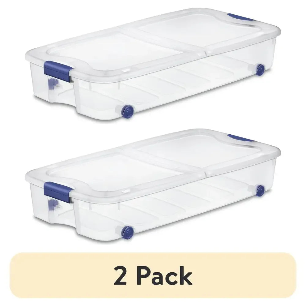 2 - 66 Quart Underbed Storage Box With Wheels