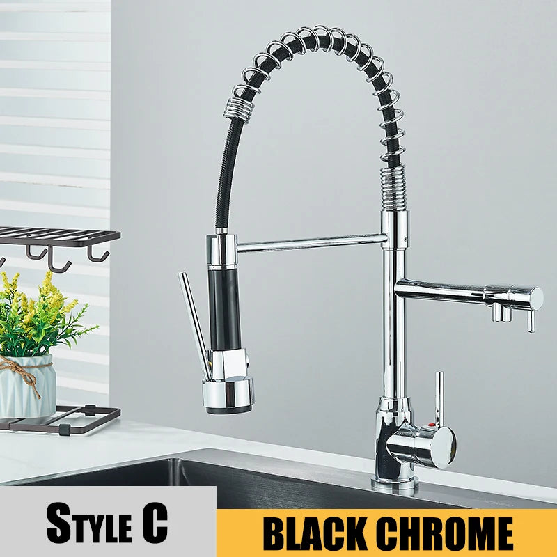 Dual Spout 360 Rotation Pull Down Faucet