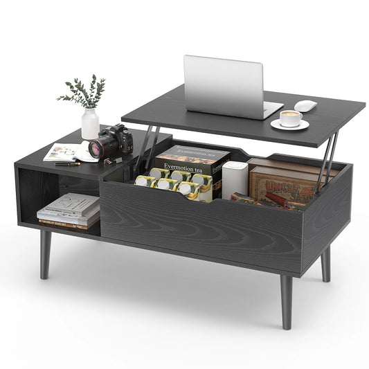 Easy Lift Top Tables, Adjustable Storage Shelf