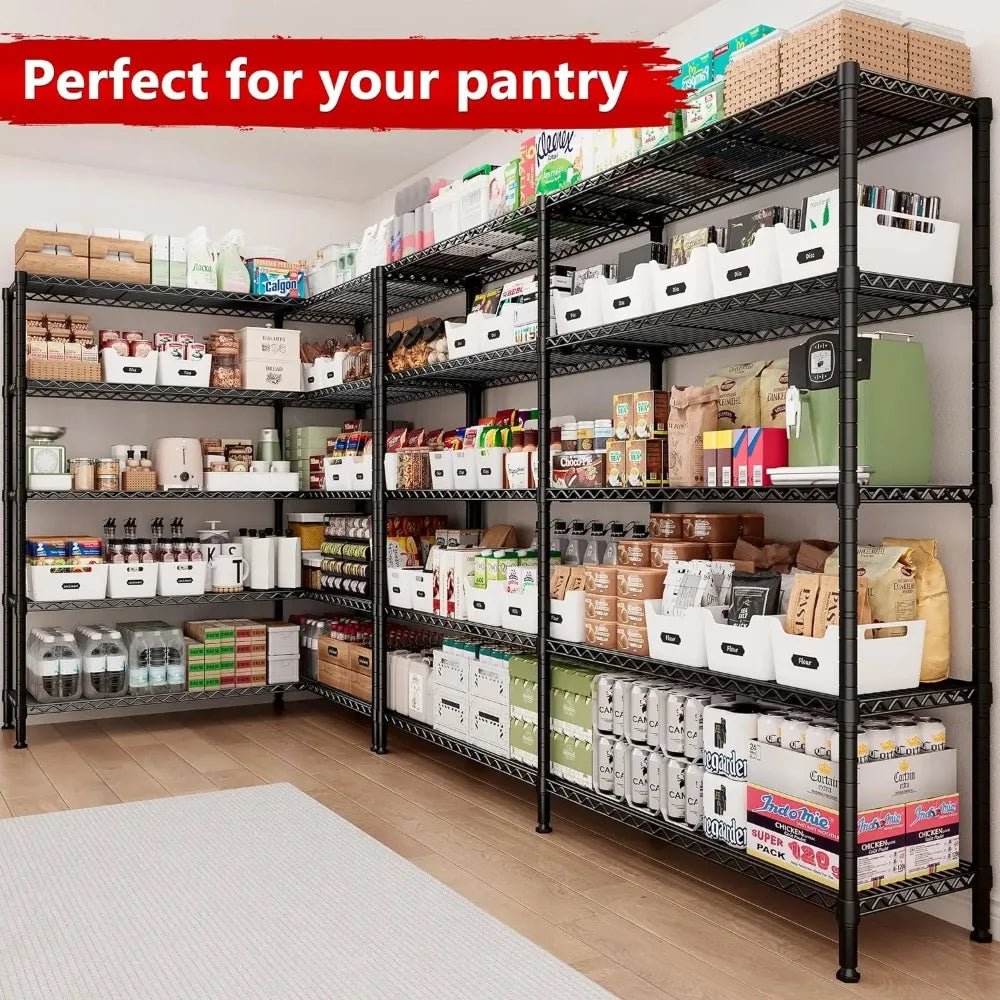 69" W Storage Shelves,Wire Shelving Load 1600LB 5-Tier Heavy Duty Metal Shelves for Storage  Shelving Unit with Shelf Adjustable