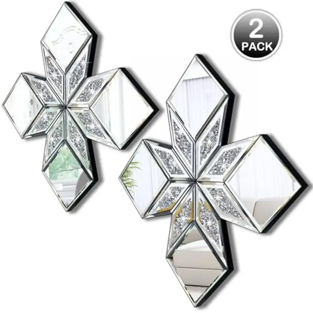 16.75x16.75" Diamond Shape Crushed Glass Mirrors