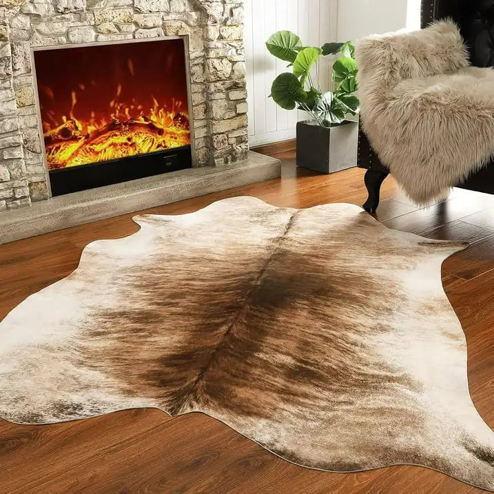Animal Print faux fur cowhide rug
