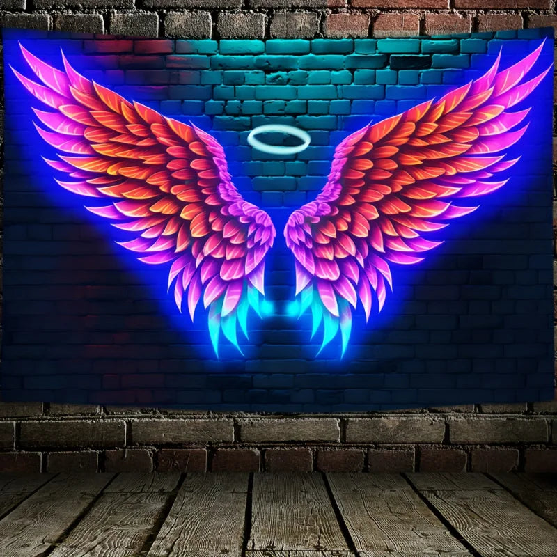 Large Angel Wings UV Blacklight Backdrop
