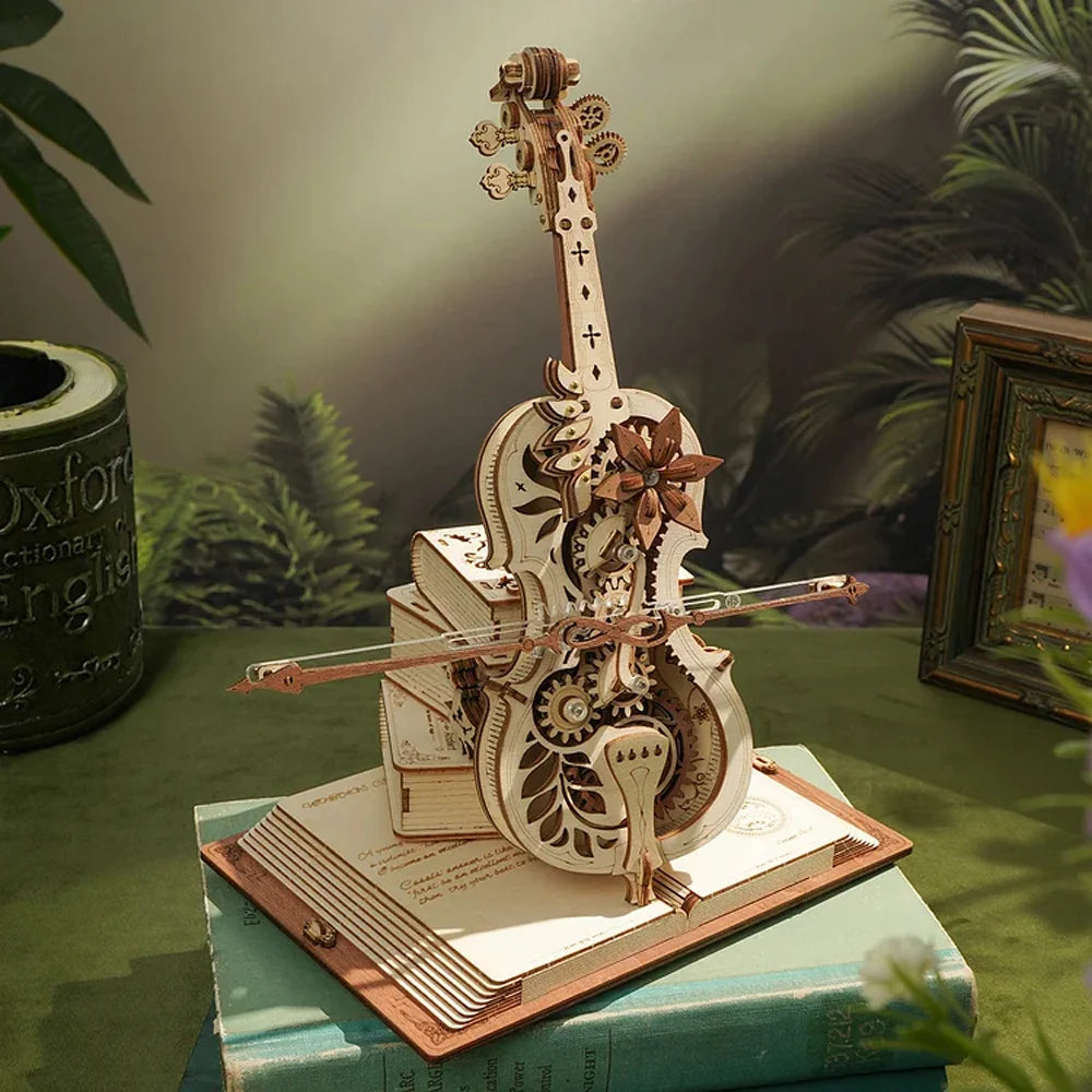 Robotime 3D Wooden Puzzle Magic Cello Music Box