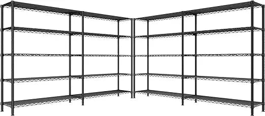 69" W Storage Shelves,Wire Shelving Load 1600LB 5-Tier Heavy Duty Metal Shelves for Storage  Shelving Unit with Shelf Adjustable