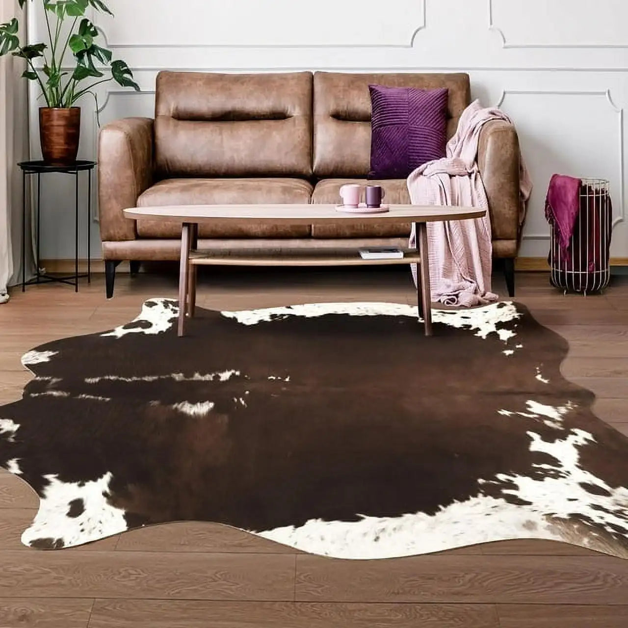 Animal Print faux fur cowhide rug