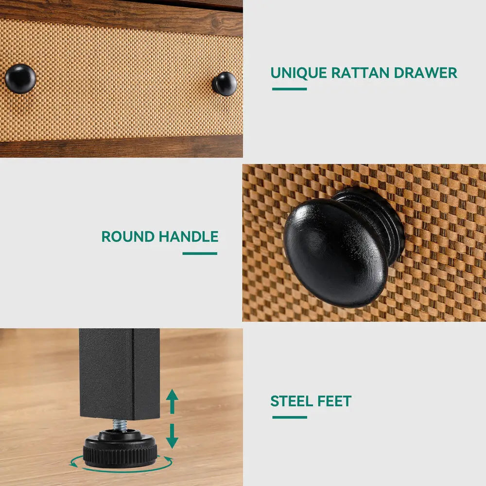 8 Drawer, Rattan Woven Dresser