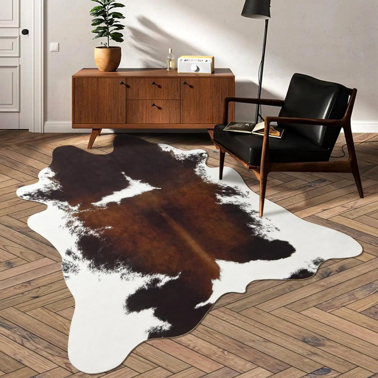 Animal Print faux fur cowhide rug