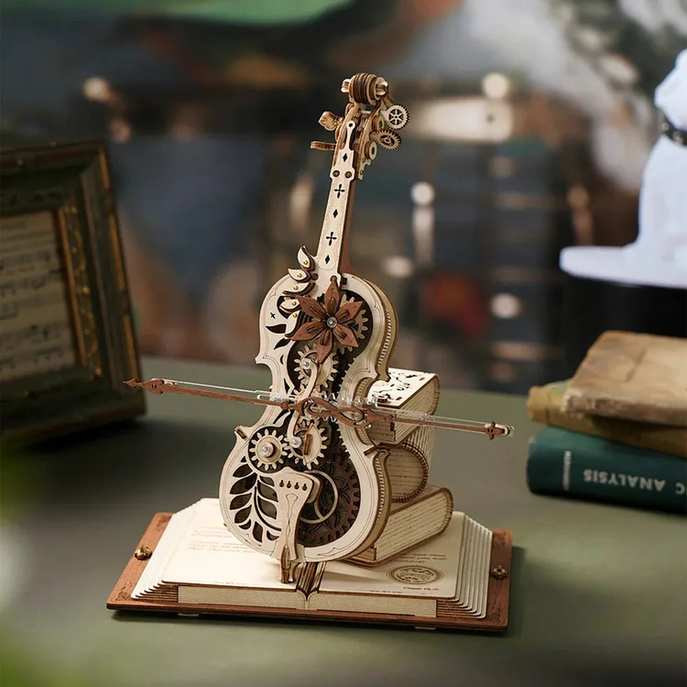 Robotime 3D Wooden Puzzle Magic Cello Music Box