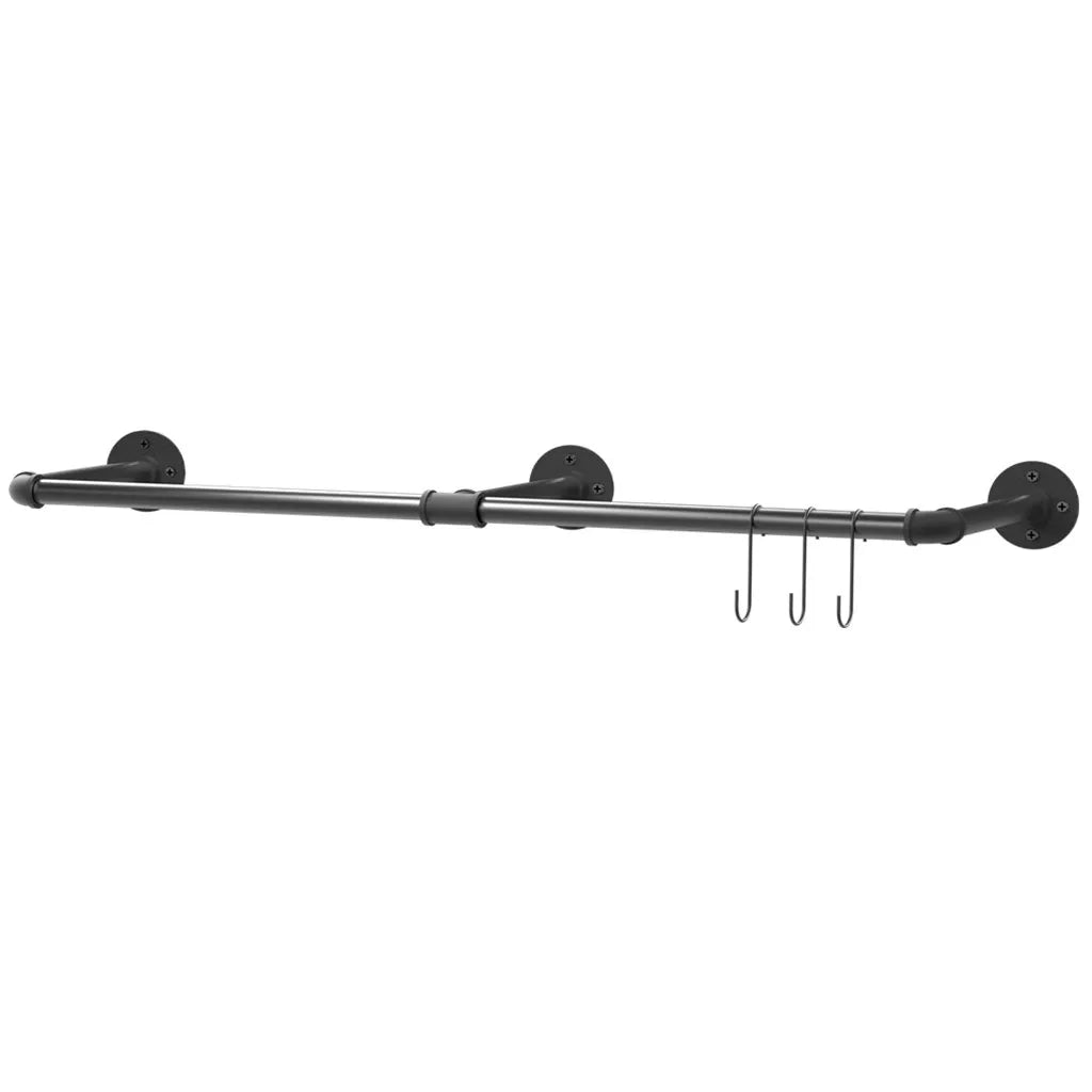Wall Mounted 180cm Industrial Pipe Clothes Hanging Rail Rod Garment Rack Detachable