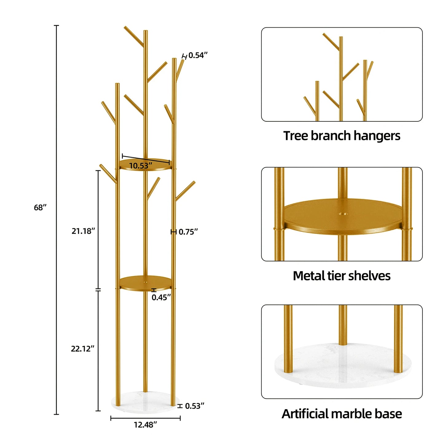 Heavy Duty Marble Coat Rack Stand