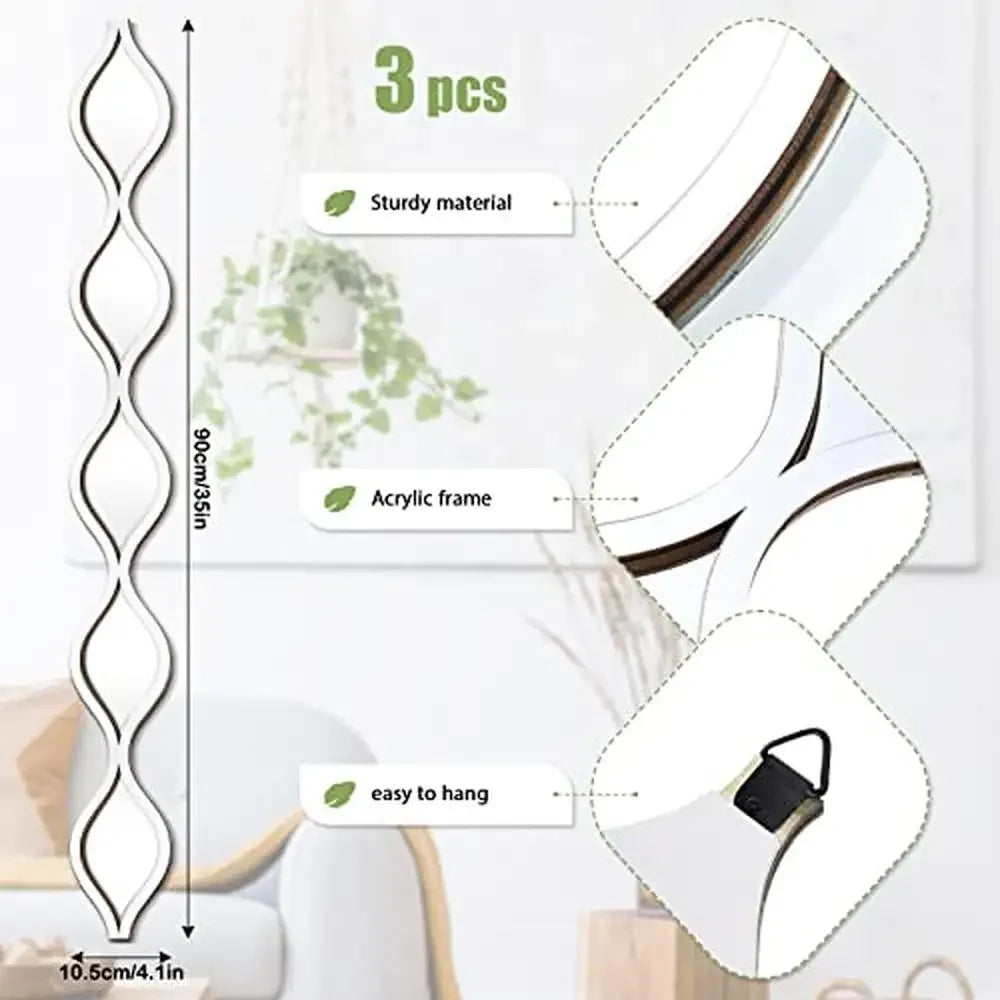 3 Piece Teardrop Wall Mirror Decor