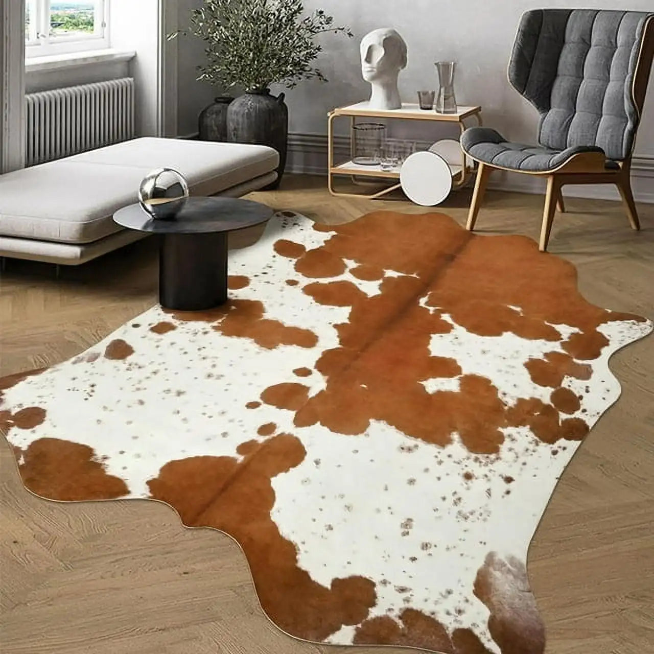 Animal Print faux fur cowhide rug
