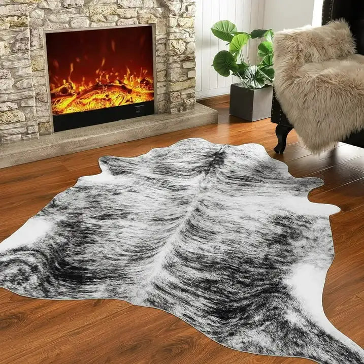 Animal Print faux fur cowhide rug
