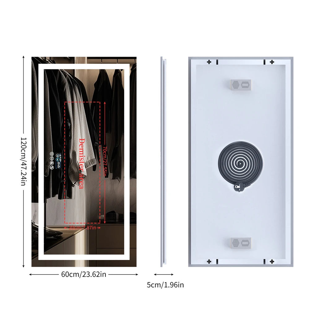 Wall Mounted Bathroom Mirror Bluetooth, Smart LED