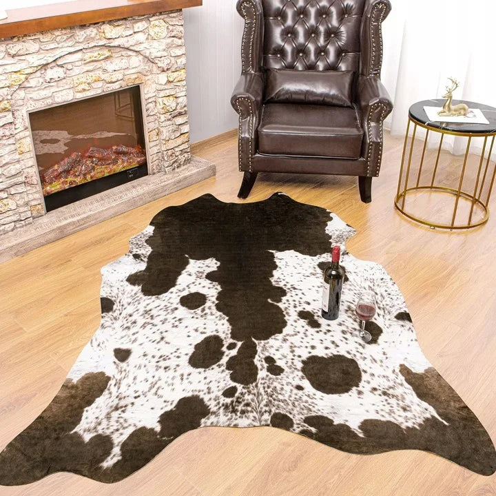 Animal Print faux fur cowhide rug