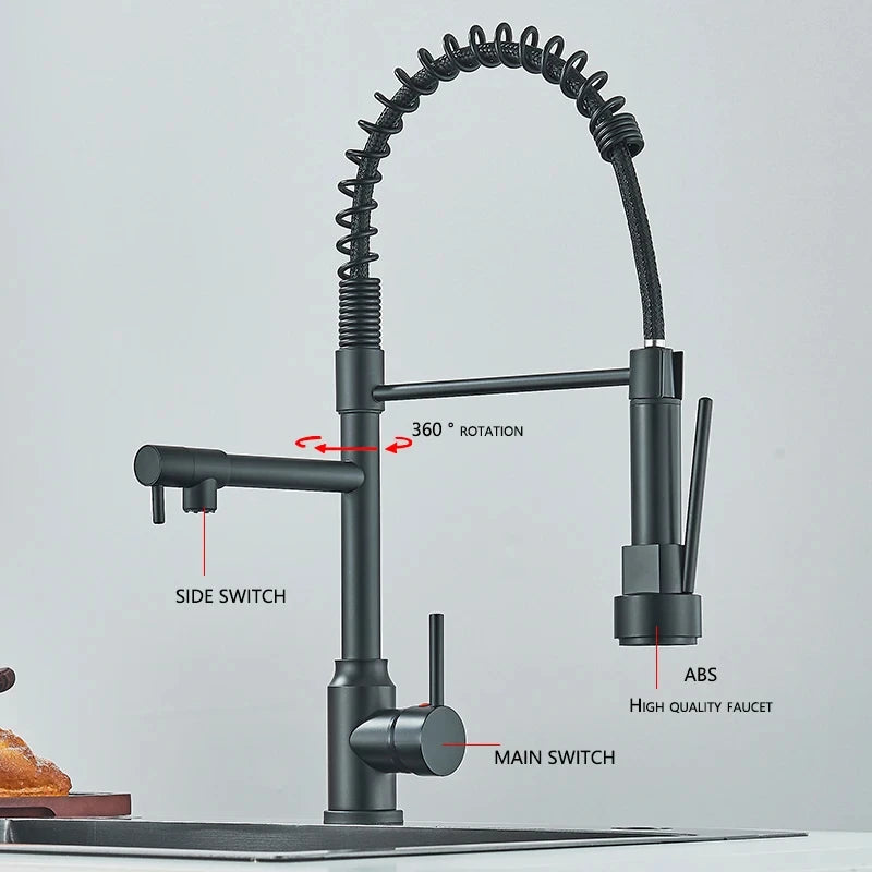 Dual Spout 360 Rotation Pull Down Faucet