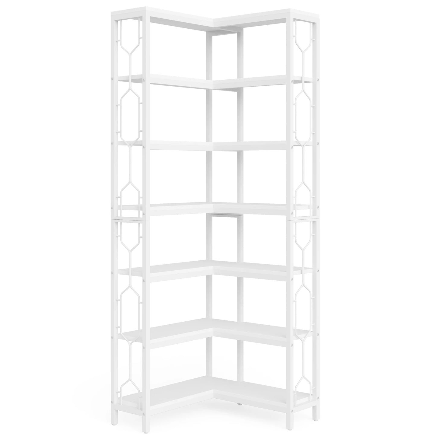 7-Shelf Metal Frame Corner Bookshelf