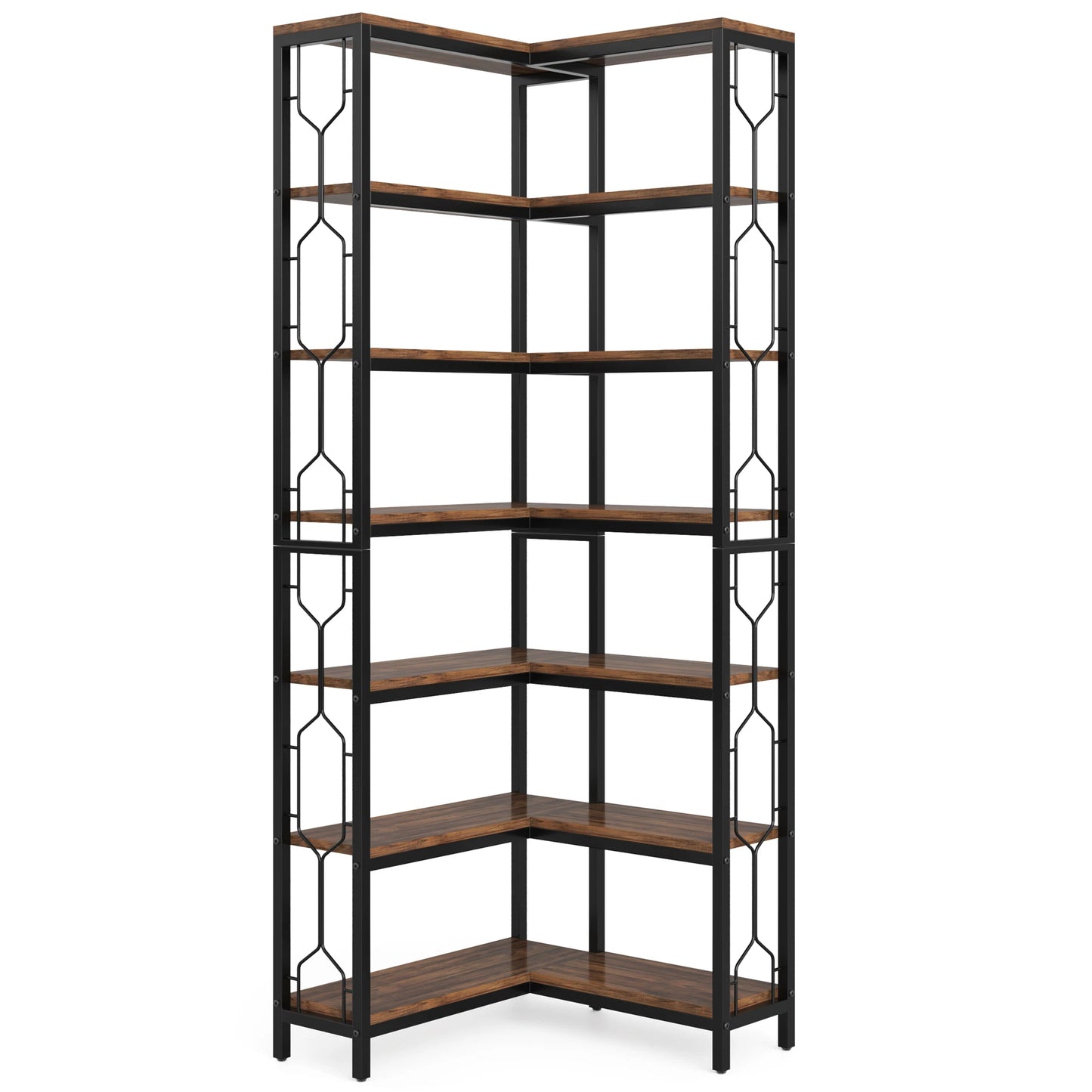 7-Shelf Metal Frame Corner Bookshelf