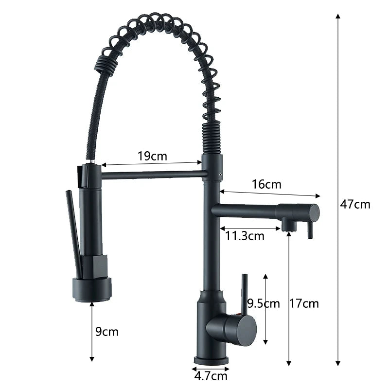 Dual Spout 360 Rotation Pull Down Faucet