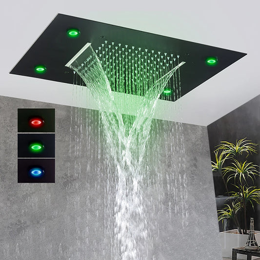 Remote Control LED Waterfall Shower Head