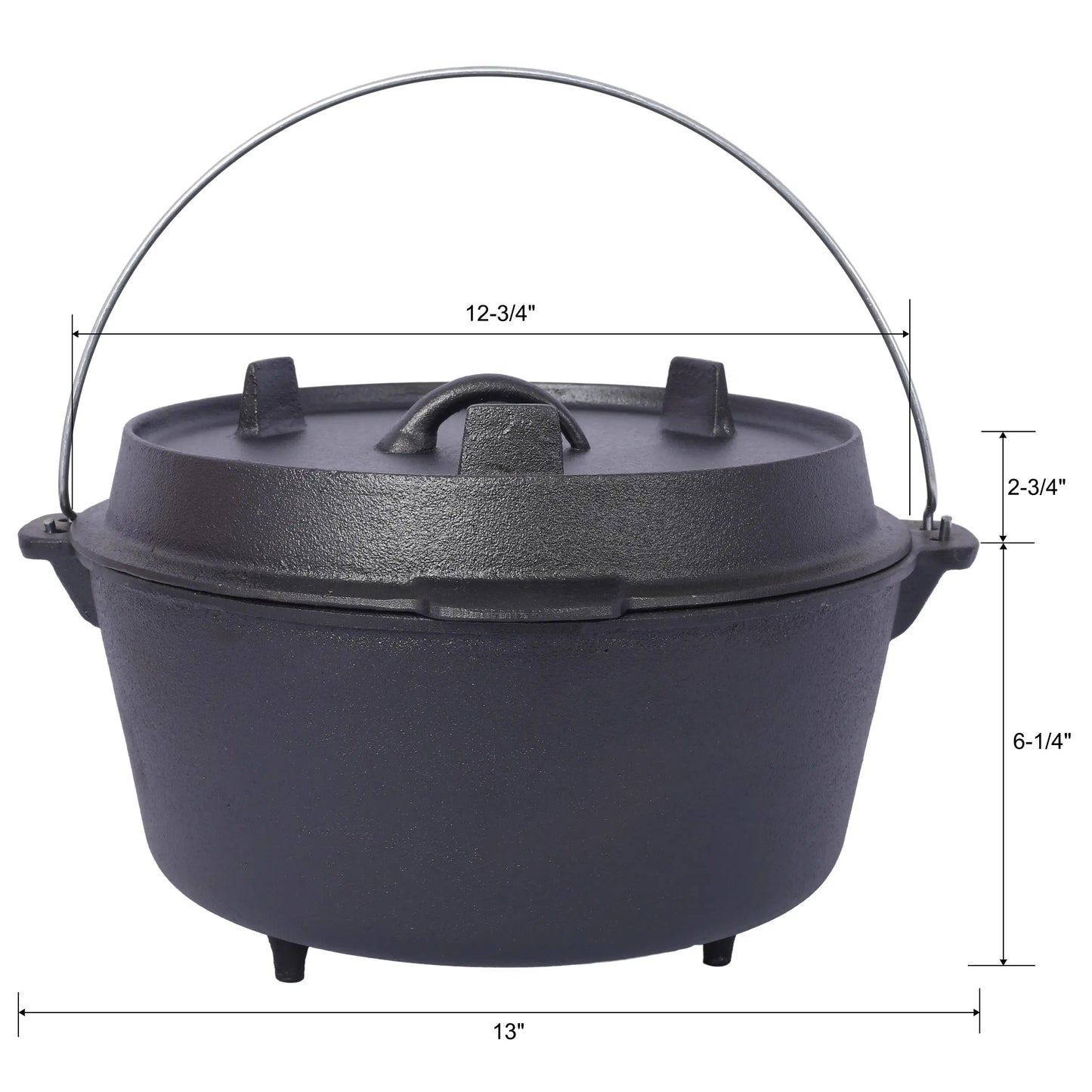 8QT Pre-Seasoned Cast Iron Dutch Oven & Lid