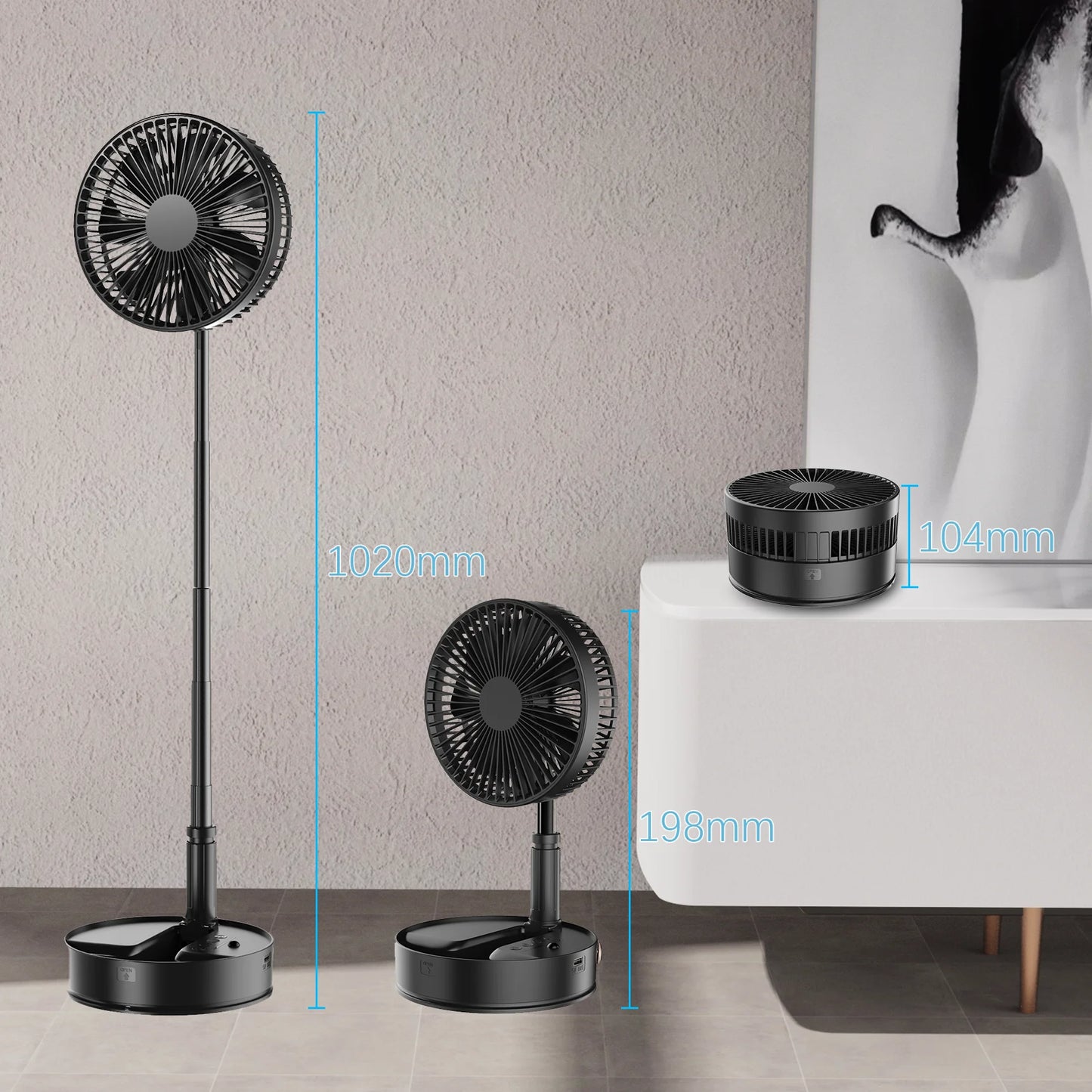 4-Speed Remote Control Portable Standing Fan